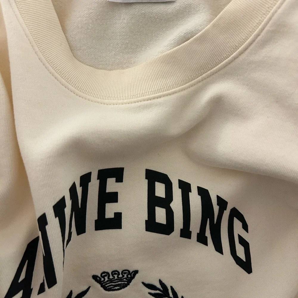 ANINE BING WOMENS MILES CREWNECK COLLEGIATE SWEATSHIRT CREAM SIZE MEDIUM - Picture 6 of 10